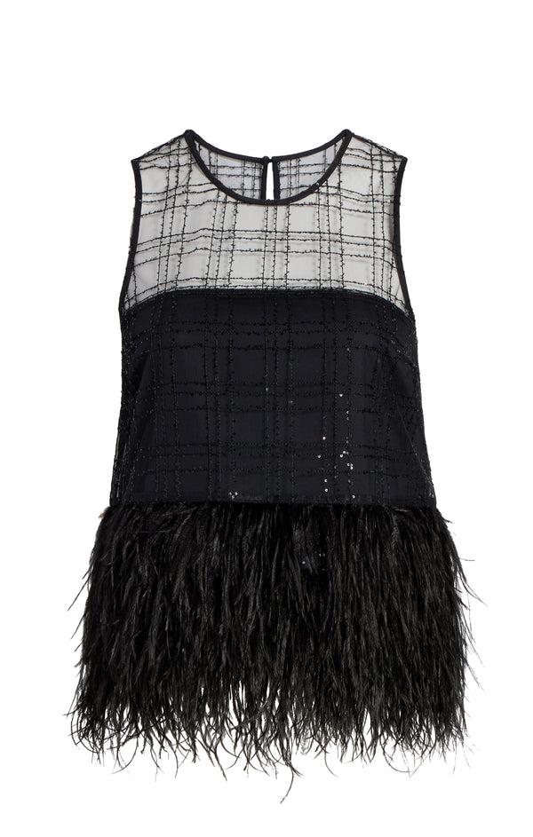 sept cinq Sequin Plaid Charisse Top Tops