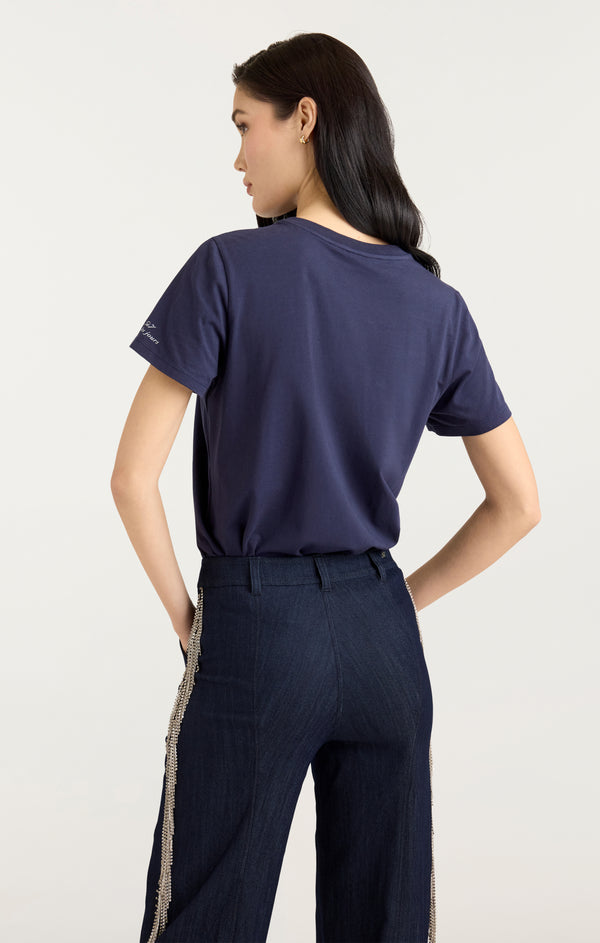 Sept Cinq Sequined Bonjour Tee Tees