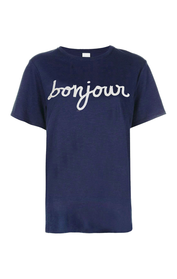 sept cinq Sequined Bonjour Tee Tees