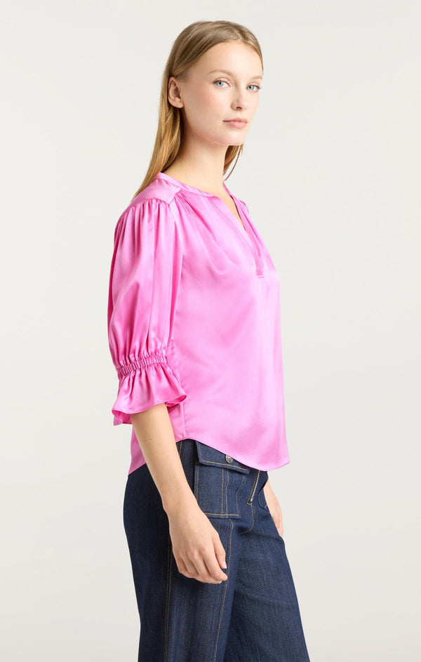 Sept Cinq Split Neck Fiona Top Woven Tops