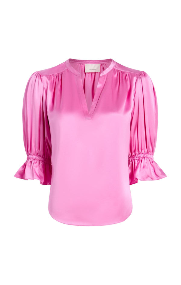 sept cinq Split Neck Fiona Top Woven Tops