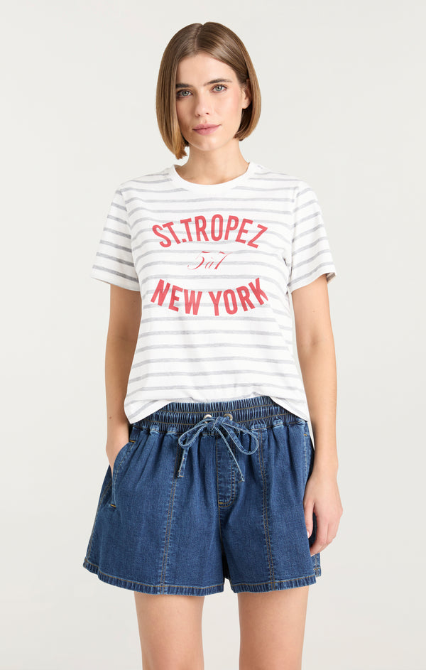 Sept Cinq St Tropez Ny Shrunken Tee Knit Top
