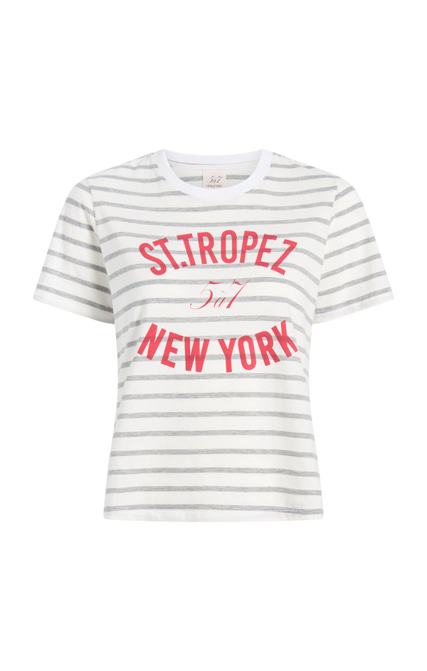 sept cinq St Tropez Ny Shrunken Tee Knit Top
