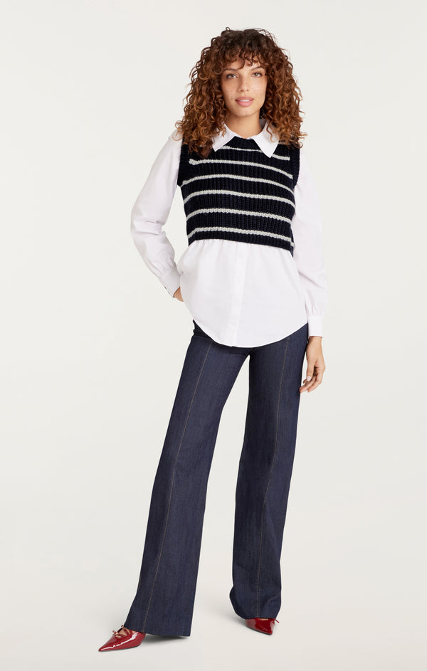 Sept Cinq Striped Mara Shaker Pullover Sweaters