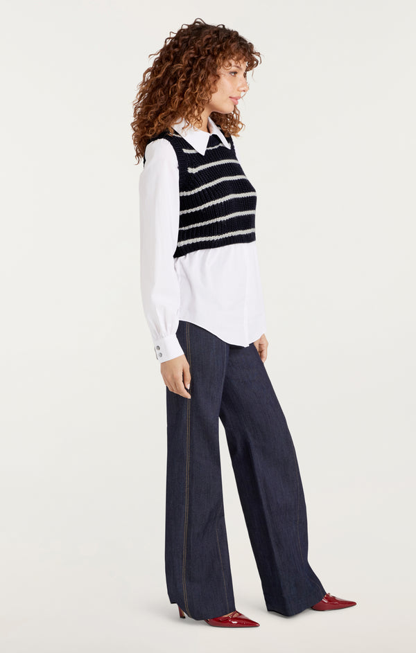 Sept Cinq Striped Mara Shaker Pullover Sweaters