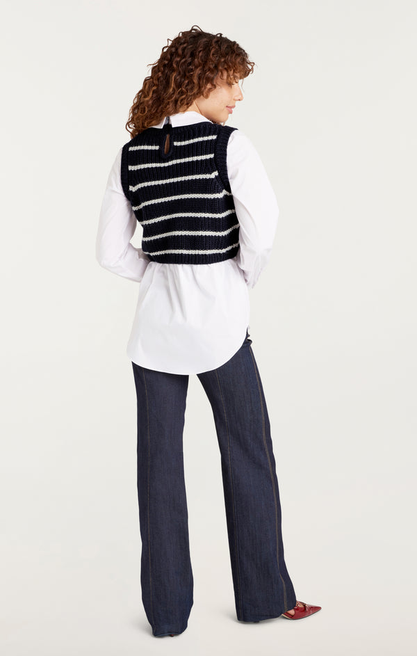 Sept Cinq Striped Mara Shaker Pullover Sweaters