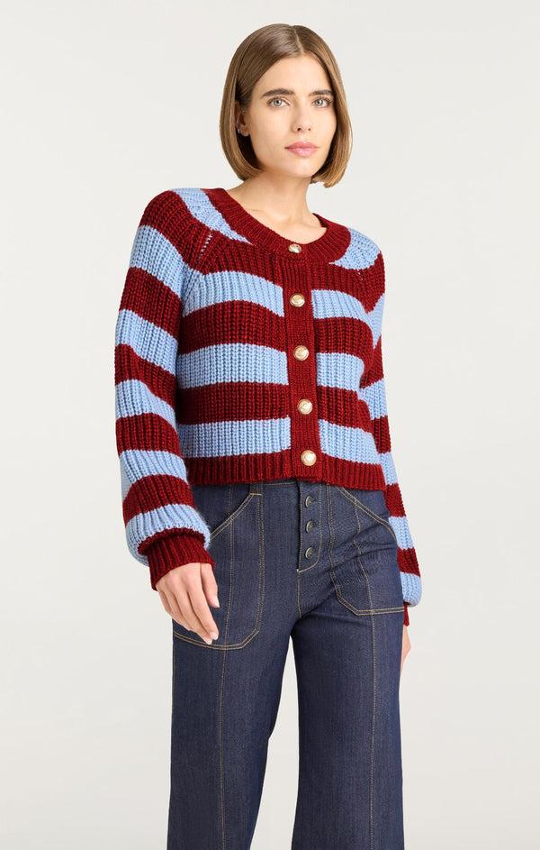 Sept Cinq Striped Millie Cardigan Sweater Knits