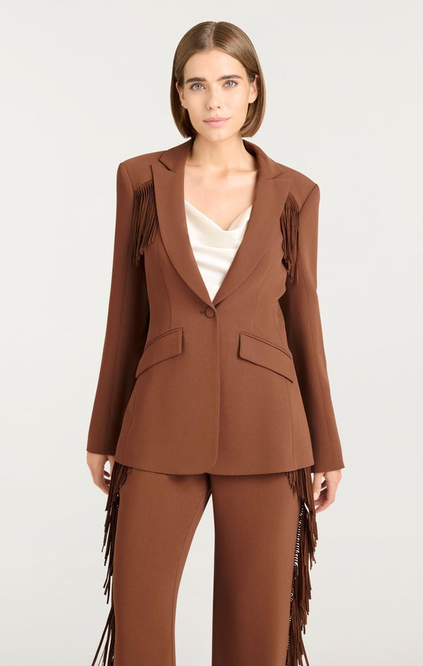 Sept Cinq Suede Fringe Cheyenne Blazer Jacket