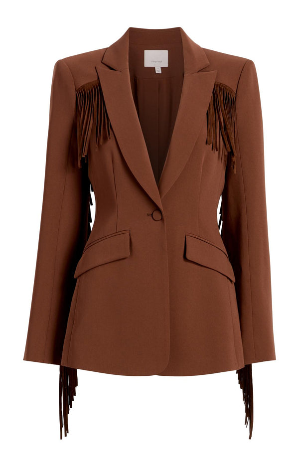sept cinq Suede Fringe Cheyenne Blazer Jacket