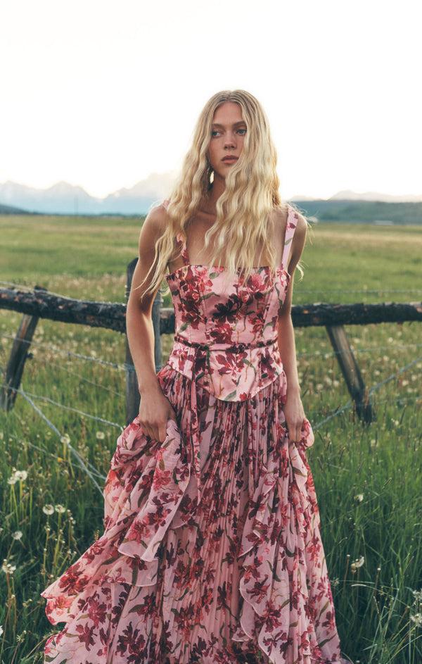 Sept Cinq Trailing Hibiscus Leema Gown Dress