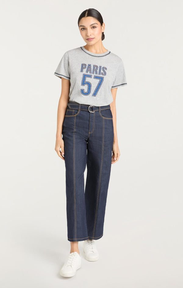 Sept Cinq Trapunto Jean Heather Tee Knit Top
