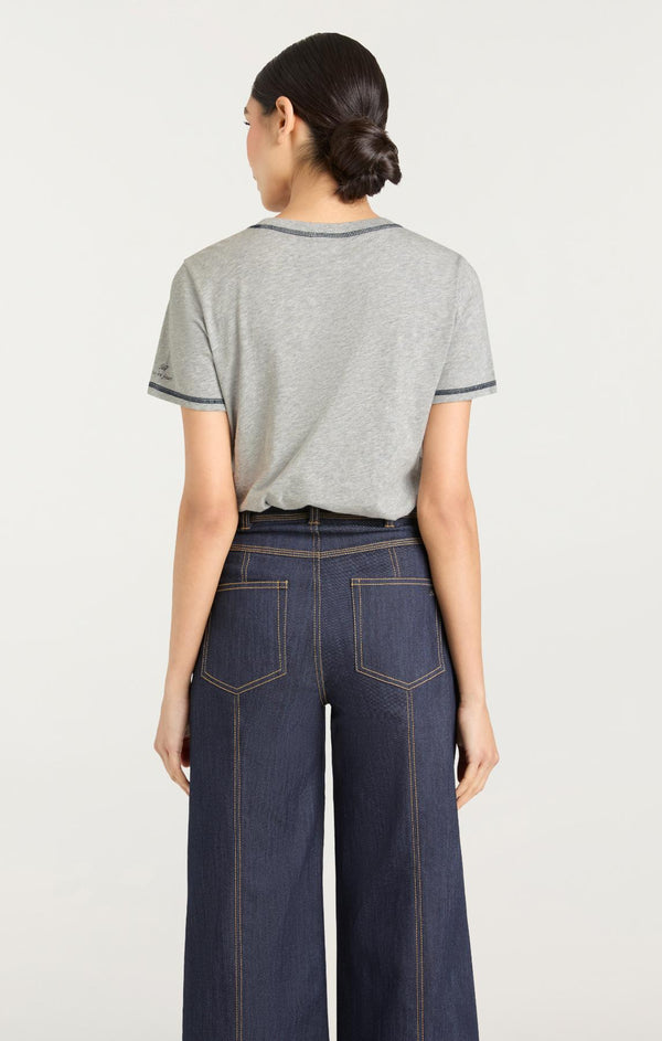 Sept Cinq Trapunto Jean Heather Tee Knit Top