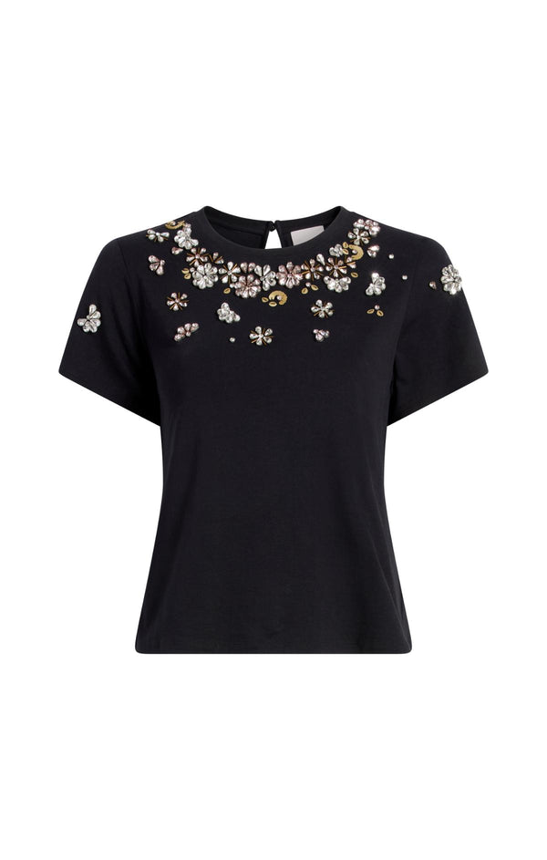 sept cinq Tumbling Flowers Shrunken Tee Knit Top