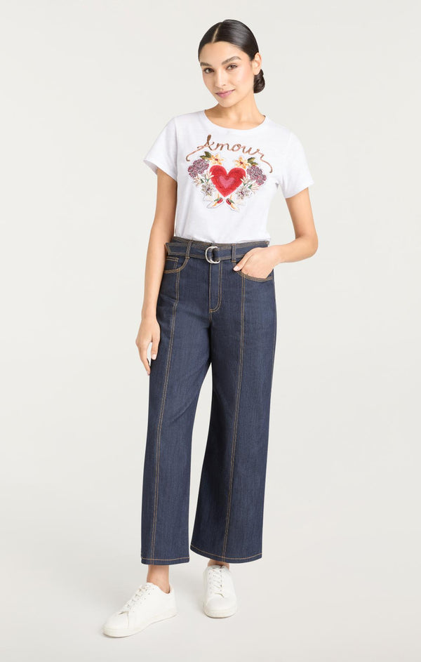 Sept Cinq Western Amour Shrunken Tee Knit Top