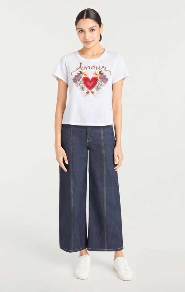 Sept Cinq Western Amour Shrunken Tee Knit Top