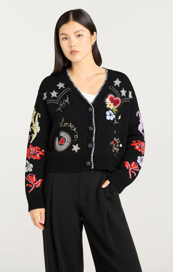 Sept Cinq Western Collage Cardigan Sweater Knits