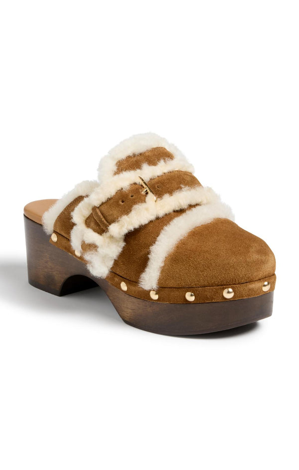 Sept Cinq Wrenley Shearling Buckle Platform Heel