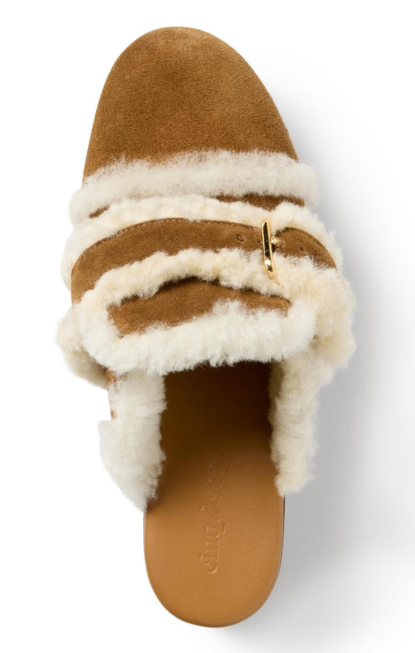 Sept Cinq Wrenley Shearling Buckle Platform Heel