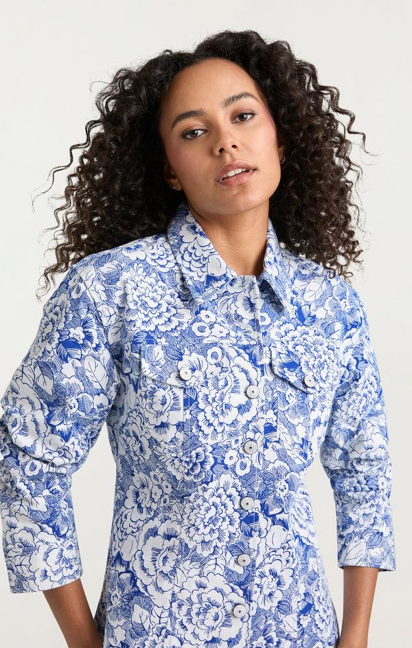 Sept Cinq Sketchbook Floral Scrunched Canyon Jean Jacket Jacket