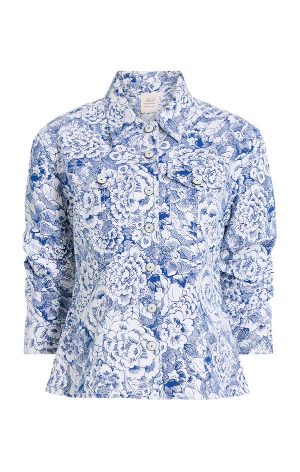 sept cinq Sketchbook Floral Scrunched Canyon Jean Jacket Jacket