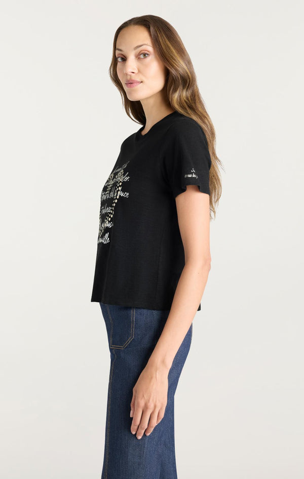 Sept Cinq Studded Love Letter Shrunken Tee Knit Top