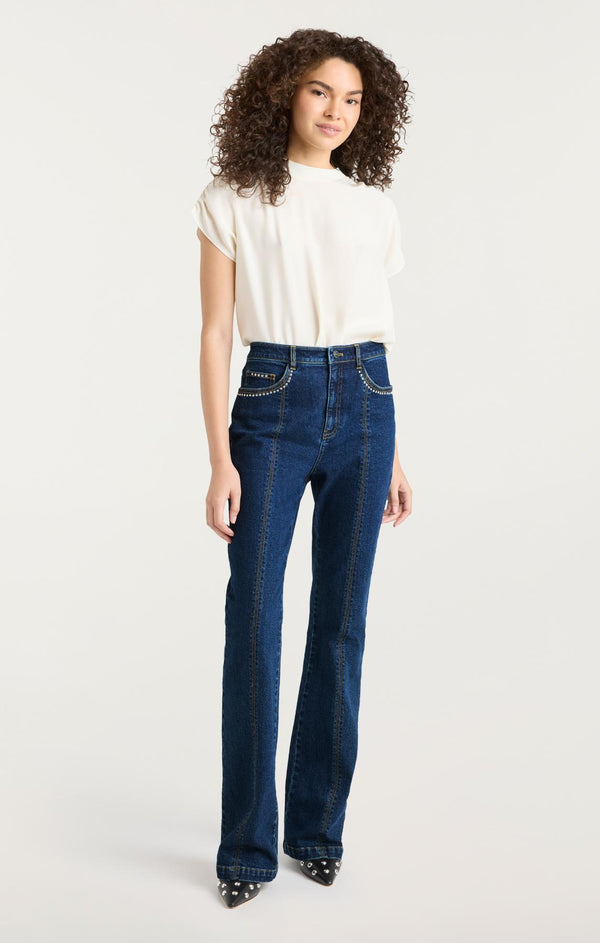 Sept Cinq Studded Single Heart Shailene Jeans Pants