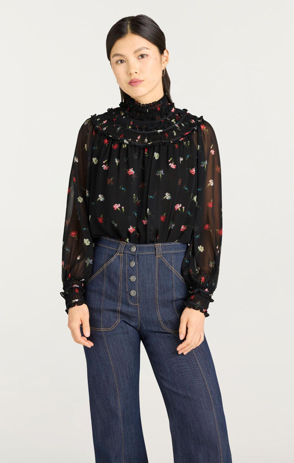 Sept Cinq Tumbling Carnations Leopold Top Woven Tops