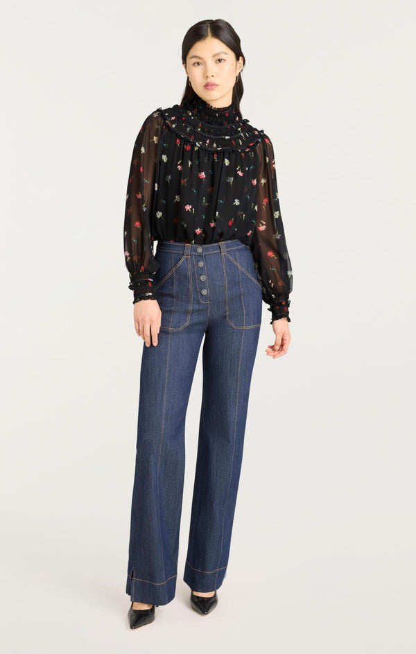 Sept Cinq Tumbling Carnations Leopold Top Woven Tops