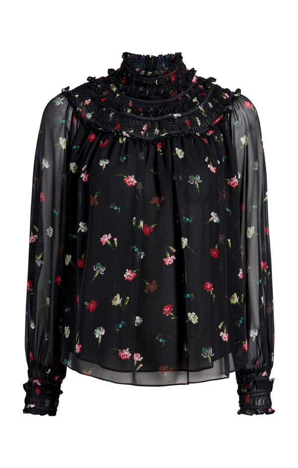 sept cinq Tumbling Carnations Leopold Top Woven Tops