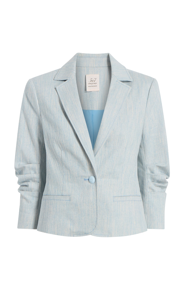 sept cinq Two Tone Melange Le Petit Khloe Jean Blazer Jacket