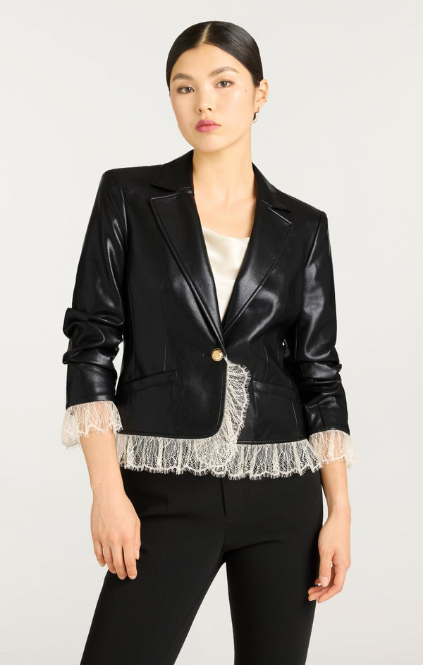 Sept Cinq Vegan Leather Le Petit Roxie Blazer Jacket