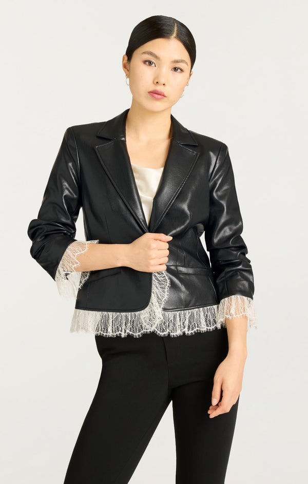 Sept Cinq Vegan Leather Le Petit Roxie Blazer Jacket