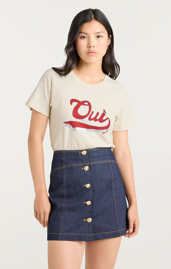 Sept Cinq Vintage Oui Mon Amour Shrunken Tee Knit Top