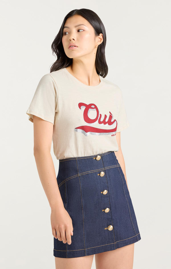 Sept Cinq Vintage Oui Mon Amour Shrunken Tee Knit Top