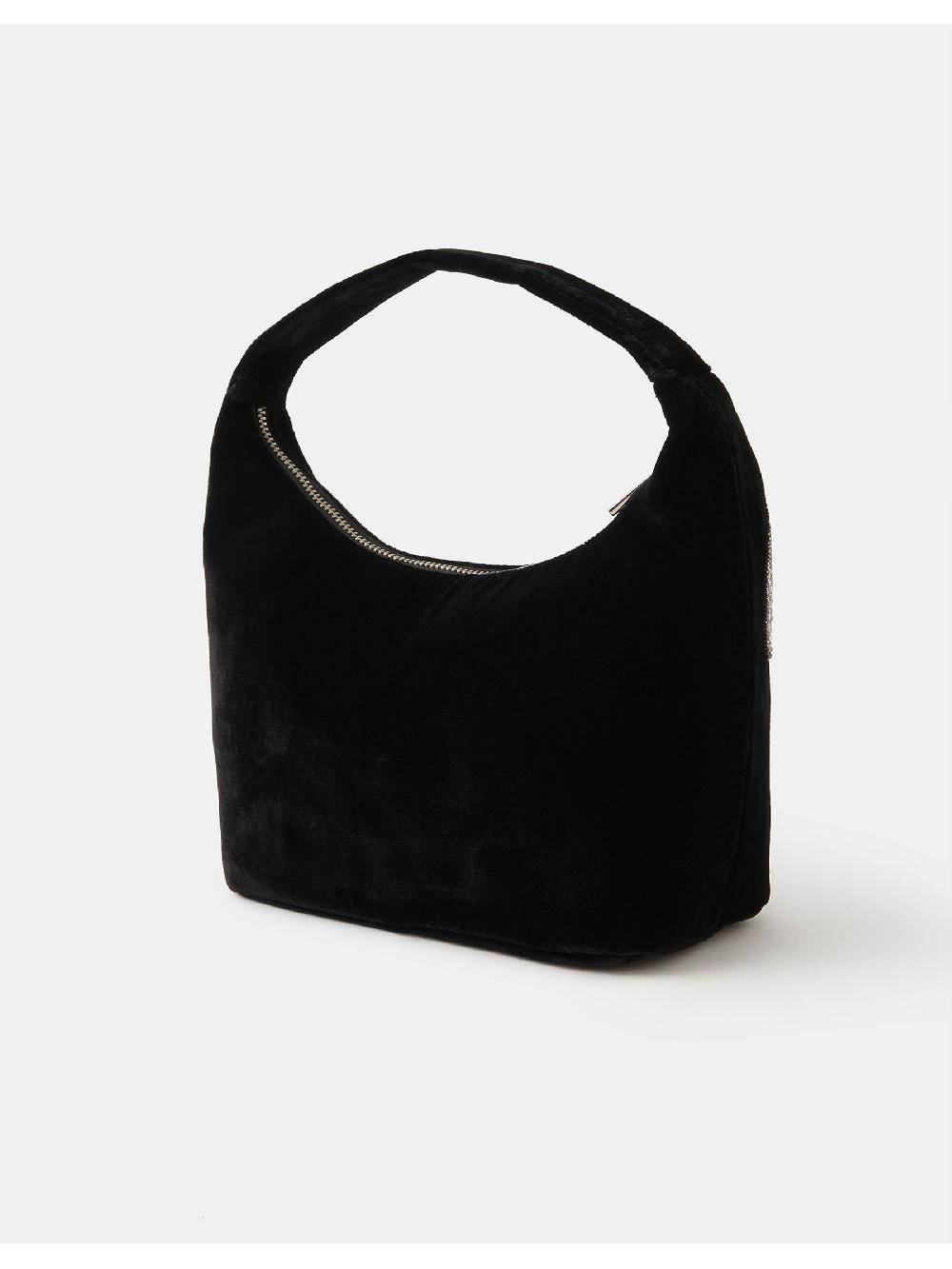 seraphine Accessorize Black Heart Embellished Velvet Handbag