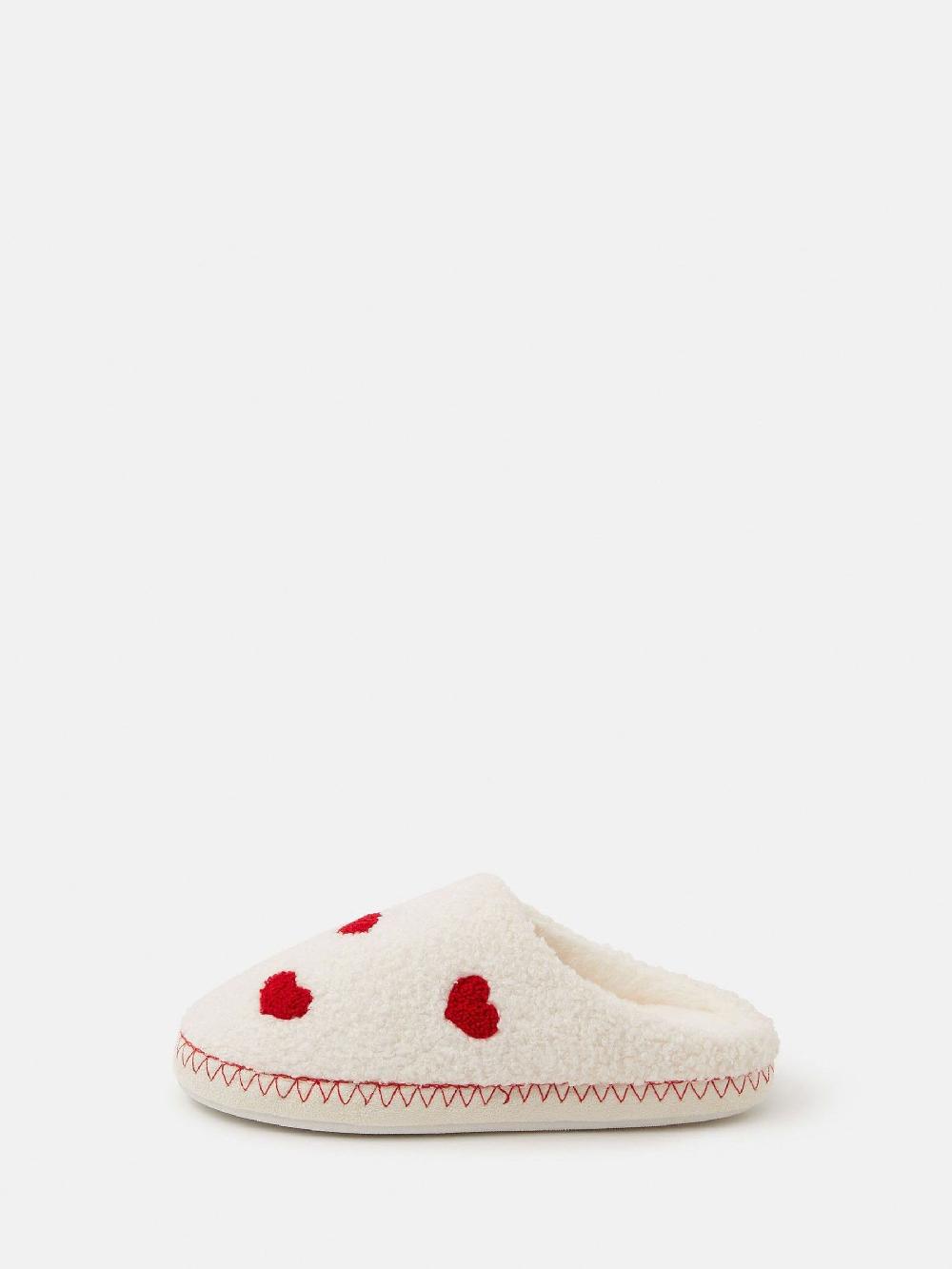 seraphine Accessorize Cream Heart Teddy Mule Slippers