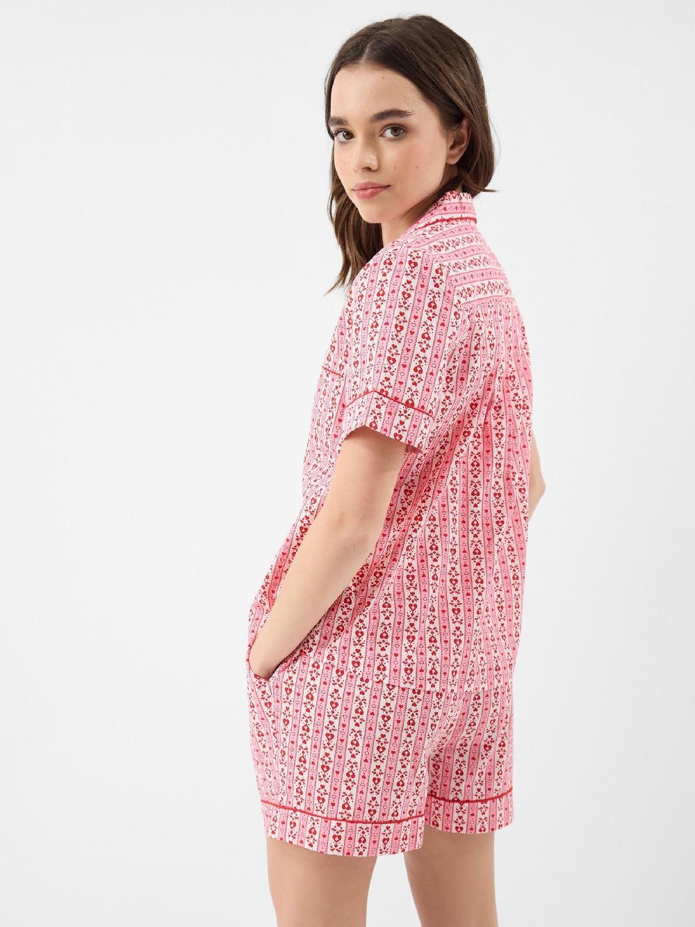 seraphine Accessorize Pink Heart Print Cotton Shorts Pyjama Set