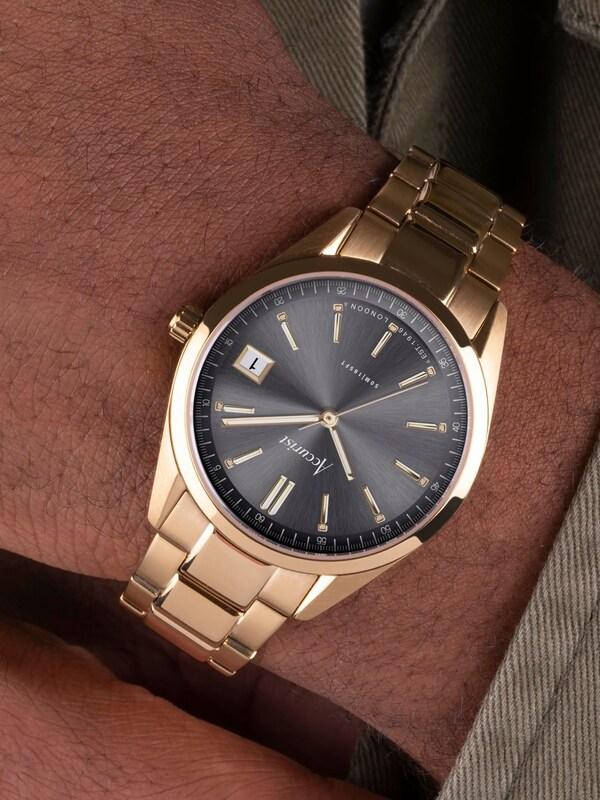 Seraphine Accurist Everyday Mens Gold Plated Stainless Steel Bracelet Analogue Watch