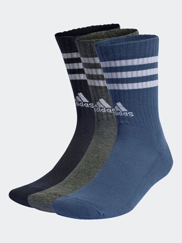 Seraphine Adidas Blue 3-Stripe Crew Length Socks 3 Pack