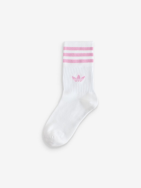 Seraphine Adidas Originals Pink/White Mid Cut Glitter Crew Socks 2 Pack