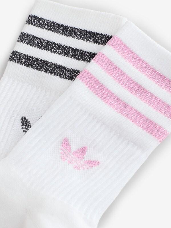 Seraphine Adidas Originals Pink/White Mid Cut Glitter Crew Socks 2 Pack