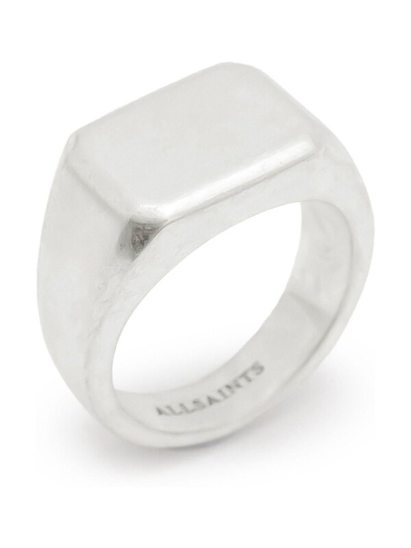 Seraphine AllSaints Silver Tone Mens Chunky Hexagon Signet Ring