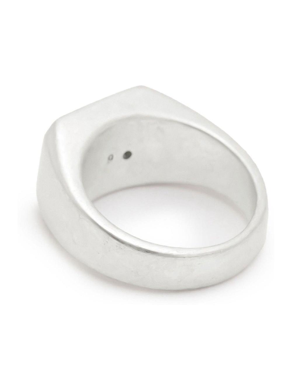 seraphine AllSaints Silver Tone Mens Chunky Hexagon Signet Ring