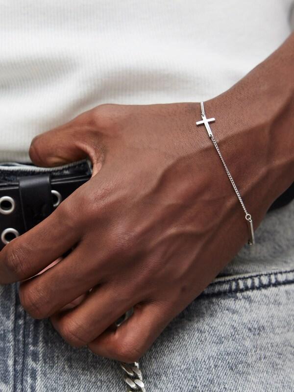 Seraphine AllSaints Silver Tone Mens Cross Bracelet