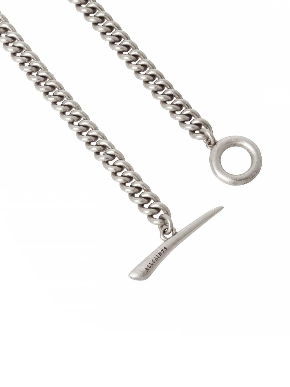 seraphine AllSaints Silver Tone Mens Curb Chain Collar Necklace