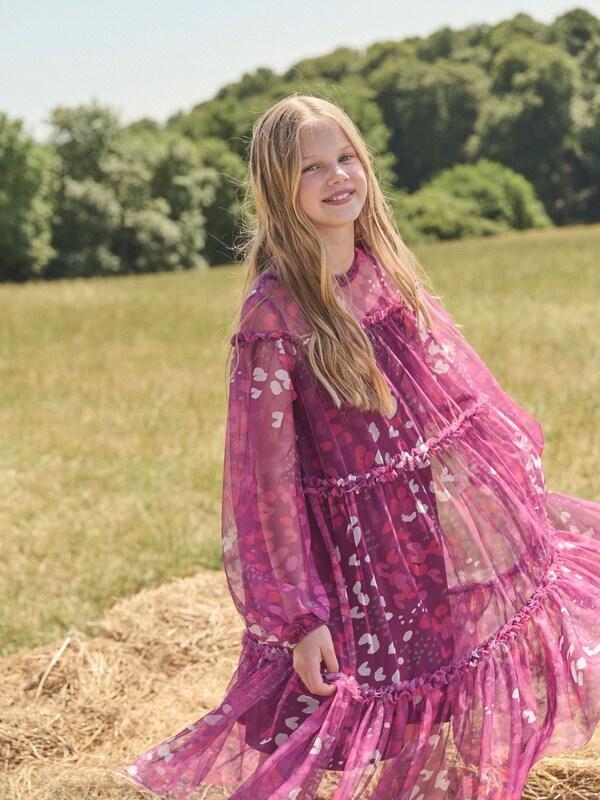 Seraphine Angel & Rocket Baby Pink Beatrice Mesh Asymmetric Frill Dress