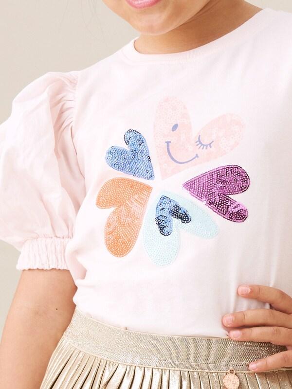 Seraphine Angel & Rocket Fusia Pink Eve Ruffle Heart Puff Sleeve T-Shirt