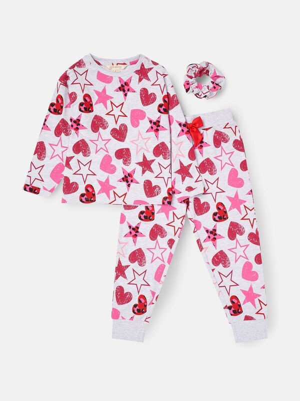 Seraphine Angel & Rocket Grey Stella Heart And Star Leopard Pyjamas