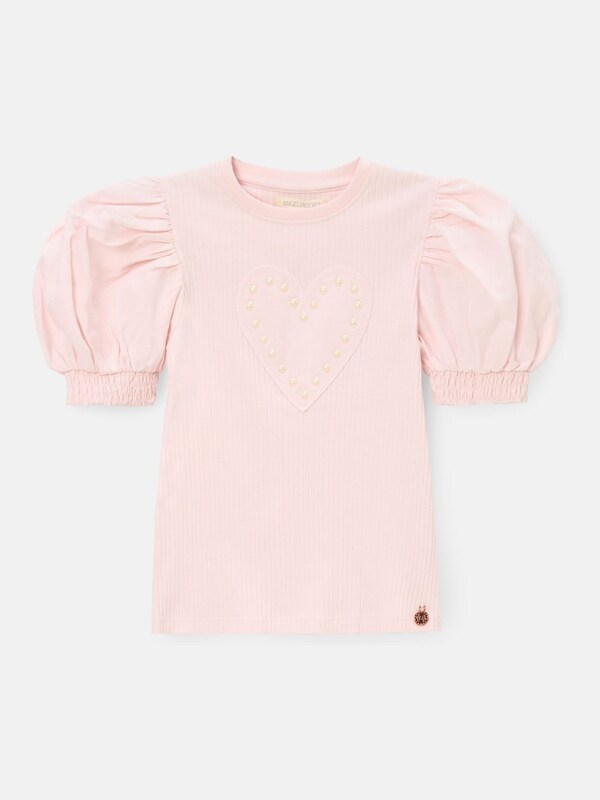 Seraphine Angel & Rocket Pink Eve Ruffle Heart Puff Sleeve T-Shirt