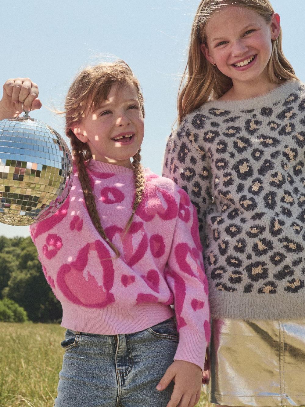 seraphine Angel & Rocket Pink Reya Leopard Print Heart Eyelash Jumper